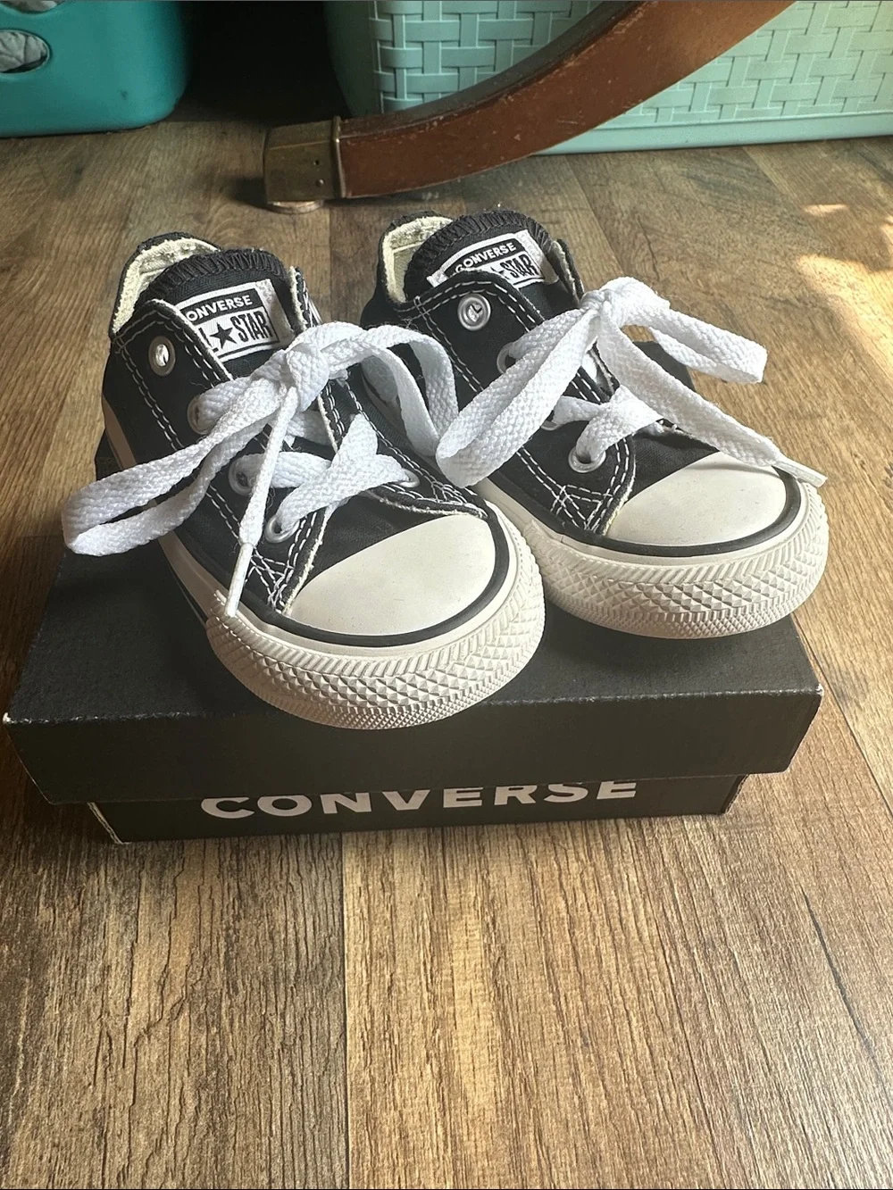 Converse Kids Black & White Low Top Sneakers